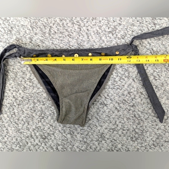 True Religion Women's Gray & Metallic Bikini Bottom w/ Gold Accents - Picture 13 of 16
